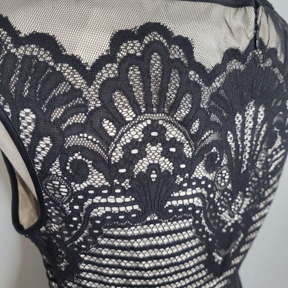 NEW ADRIANNA PAPELL dress black lace sleeveless formal with pockets 6 - Picture 4 of 12